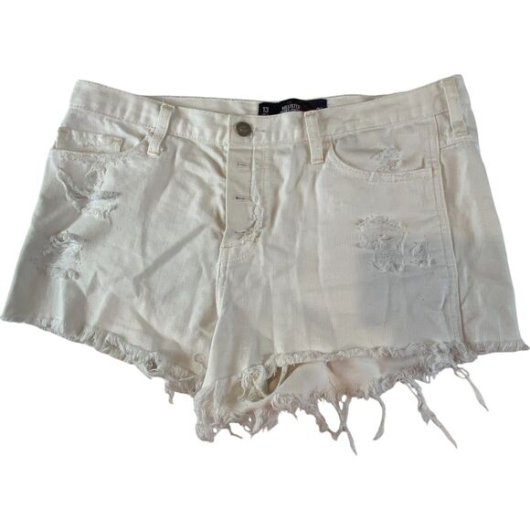 Hollister Womens Shorts Size 13/31 White High Rise Cut Off Distressed Button Fly - Picture 1 of 8
